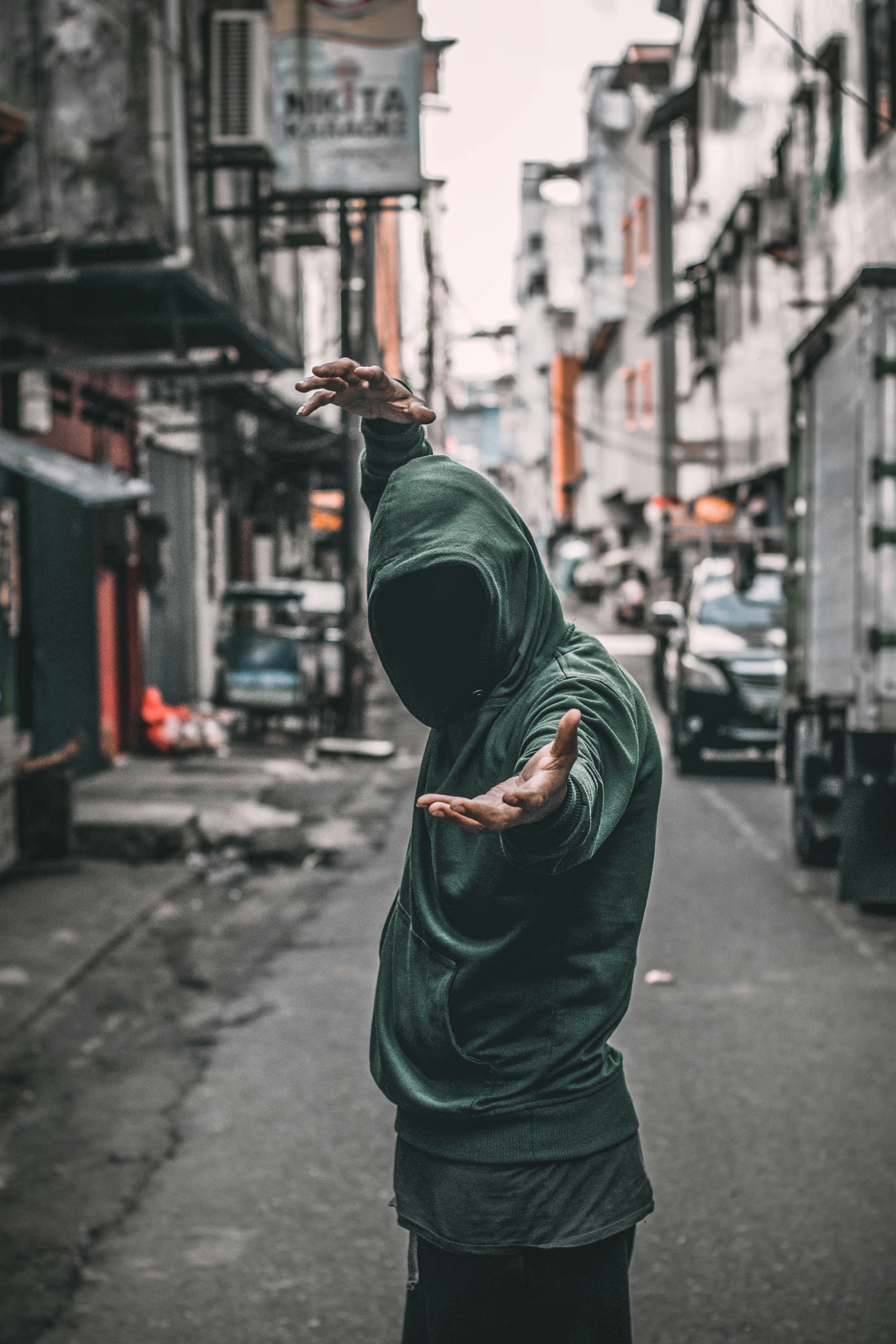 man in green hoodie